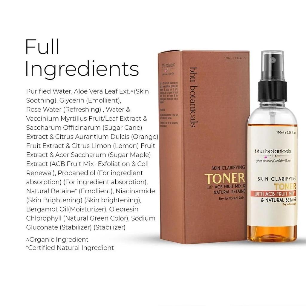 Bhu Botanicals Skin Clarifying Toner For Dry To Normal Skin 100ml
