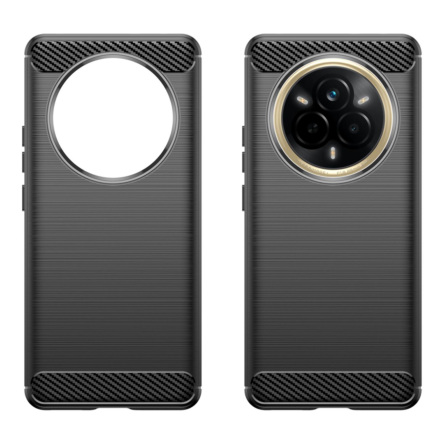 

For Realme 14 Pro 5G Case Protective Phone Cover Carbon Fiber Texture Brushed Black