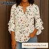 JPNTKY Women's Fashion Casual 3/4 Sleeves V Neck Blouses & Shirts