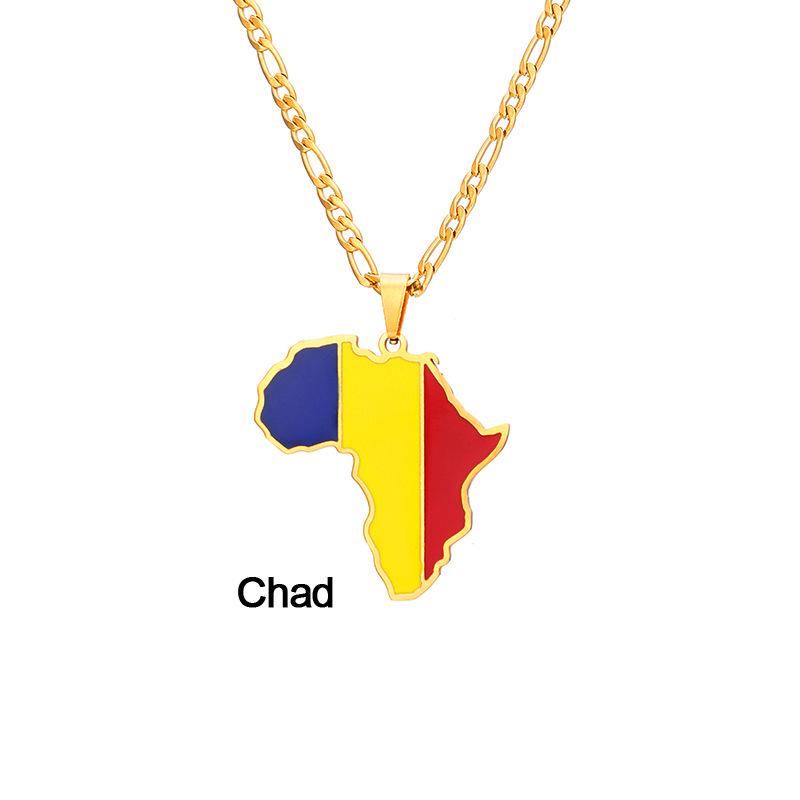 Collar con Mapa de Esmalte Africano: Colgante Geométrico de Acero de Titanio, Joyería Estilo 2022.