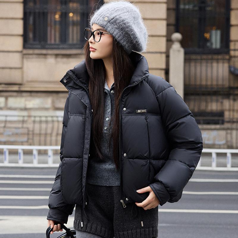 

Женская куртка-пуховик со стойкой воротником, зимнее теплое пальто M чёрный