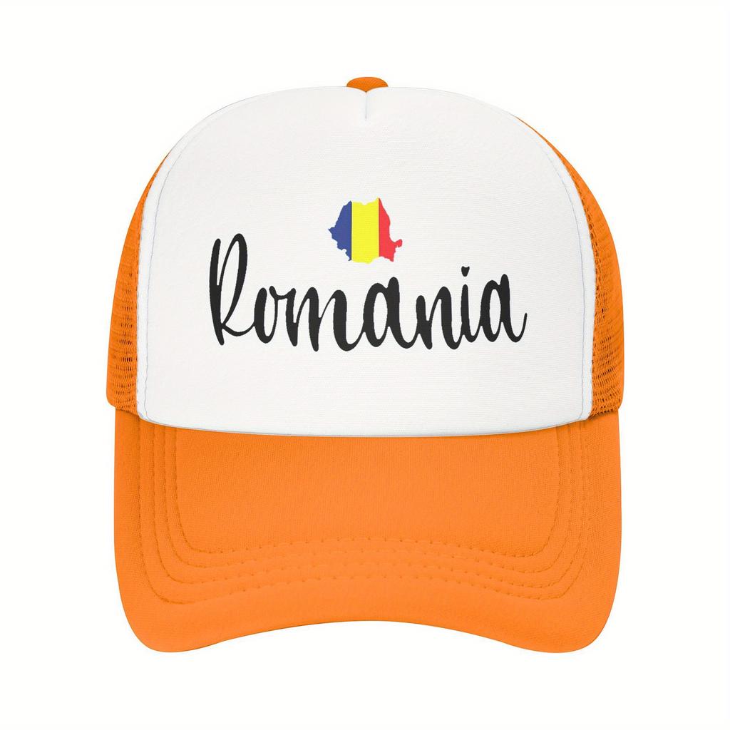 Romania Map Print Trucker Hat Breathable Mesh Adjustable Snapback Cap Casual Adult Gift