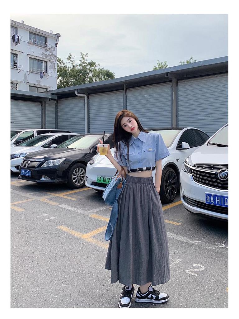 2026 Women's Retro French A-Line Knee-Length Umbrella Skirt