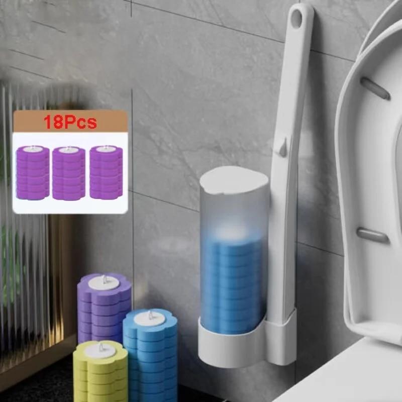 

Одноразовая щетка и держатель для чистки унитаза с 18 сменными насадками для унитаза