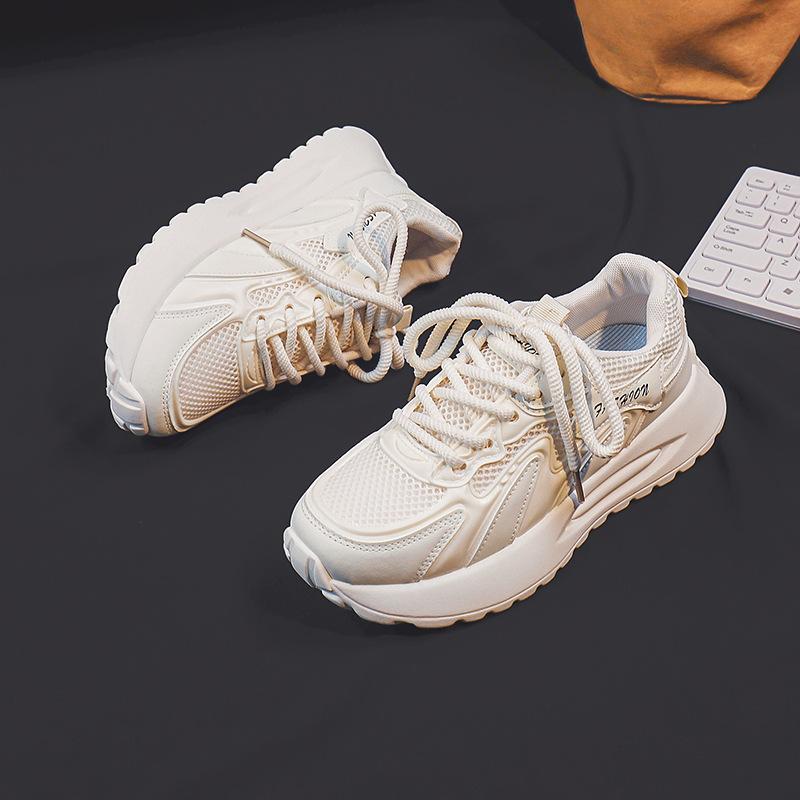 

Обувь для папы на платформе, женская летняя, новая, сетчатая, дышащая, универсальная, легкая, для тренировок, белая, повседневная обувь 40 бежевый