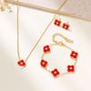 Stainless Steel Four Leaf Clover Necklace Set With Earrings Bracelet Hypoallergenic Titanium Jewelry Women