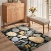 Natural River Stone Print Area Rug, Soft Neutral Floor Mat for Living Room Bedroom Bathroom Rustic Home Decor