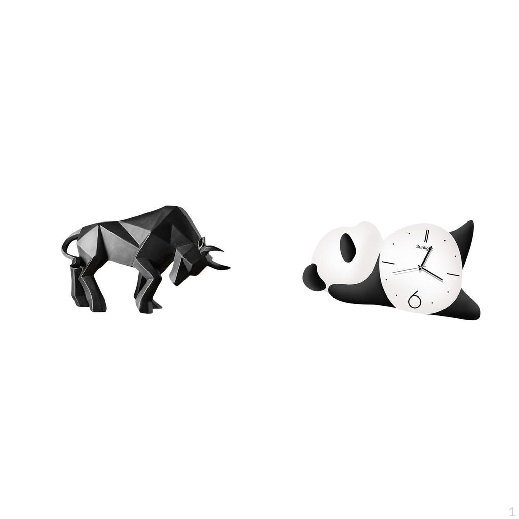 Modern Resin Bull Panda Sculpture Ornament Abstract Figurine Collectible for Entryway Tabletop Desk