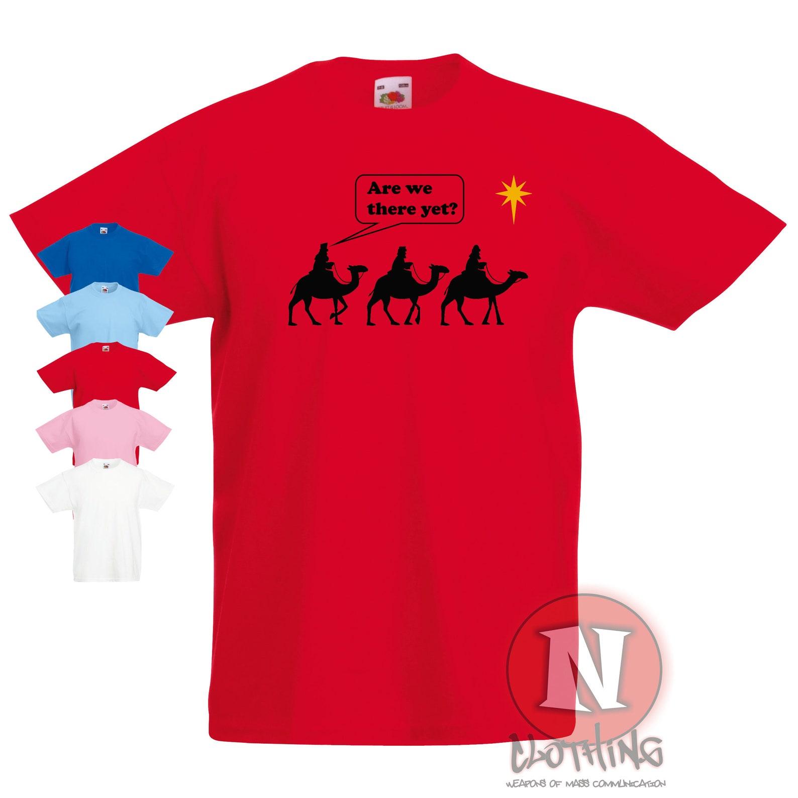 Are we there yet? children s Christmas T-Shirt. Happy holidays three wise men funny Xmas T-Shirt 3XL