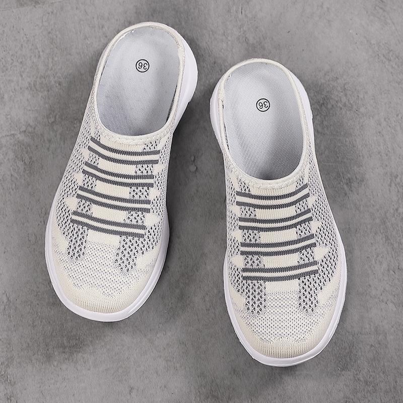 Women's Sandals Backless Walking Sneakers Summer Slip-on Mule Shoes Closed Toe Slippers Plus Size