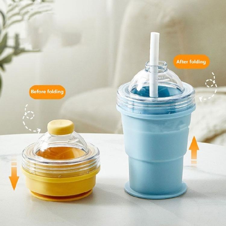 Food Grade Silicone Ice Ball Mold With Foldable Cup And Straw For Drink Multifunctional Folding Drinking Cup