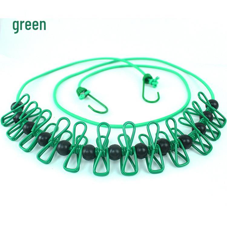 Portable Windproof Non-Slip Clothesline with Clips and Buckle