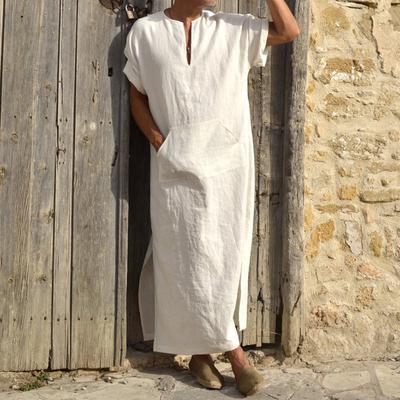 Ανδρικό Ρόμπα Μεγάλο Μέγεθος Vintage Μουσουλμανικό Ρόμπα V-neck Casual Χαλαρό Μακρυμάνικο Φόρεμα