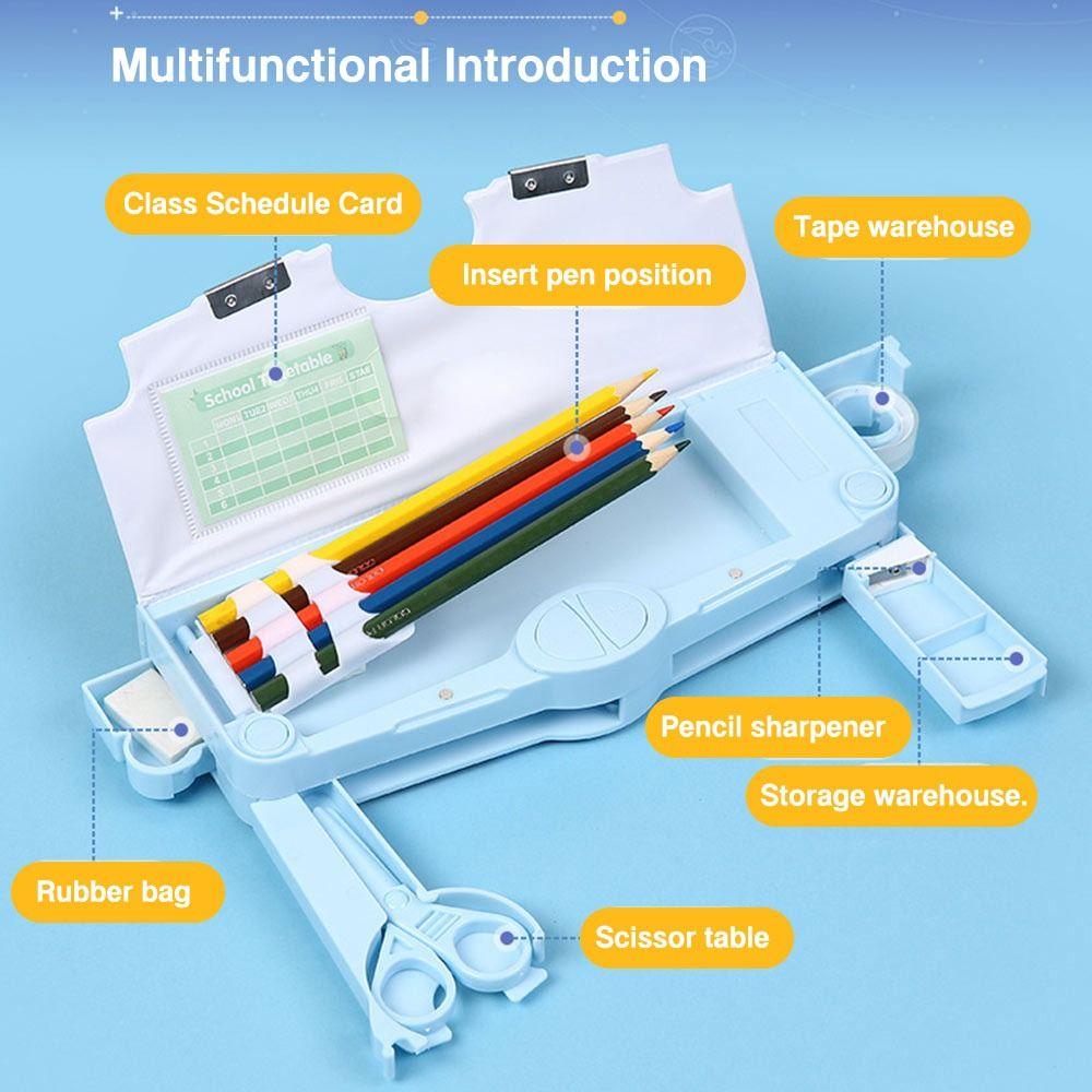 Dwupoziomowy piórnik z temperówką Organizer na artykuły piśmiennicze Dla chłopców/dziewcząt