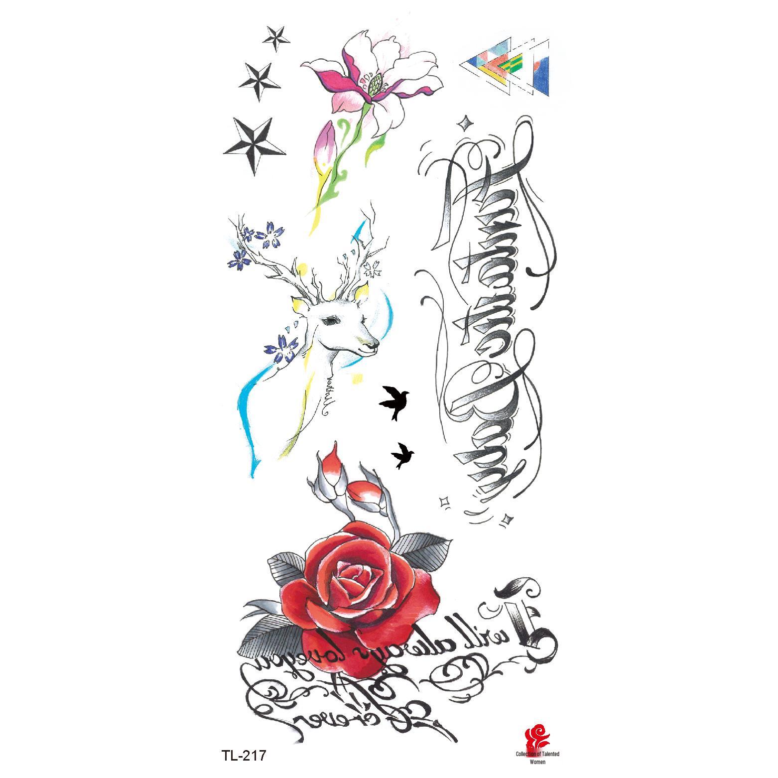 

Waterproof Feather and Flower Temporary Tattoo Stickers 190*90mm