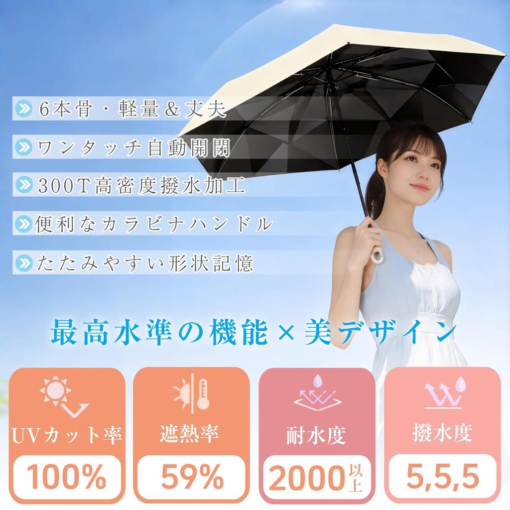 Folding Parasol Memory X JIS Certified UV Light Blocking Lightweight Folding Umbrella with Automatic Opening and UV Suitable for Sunny and Rainy and