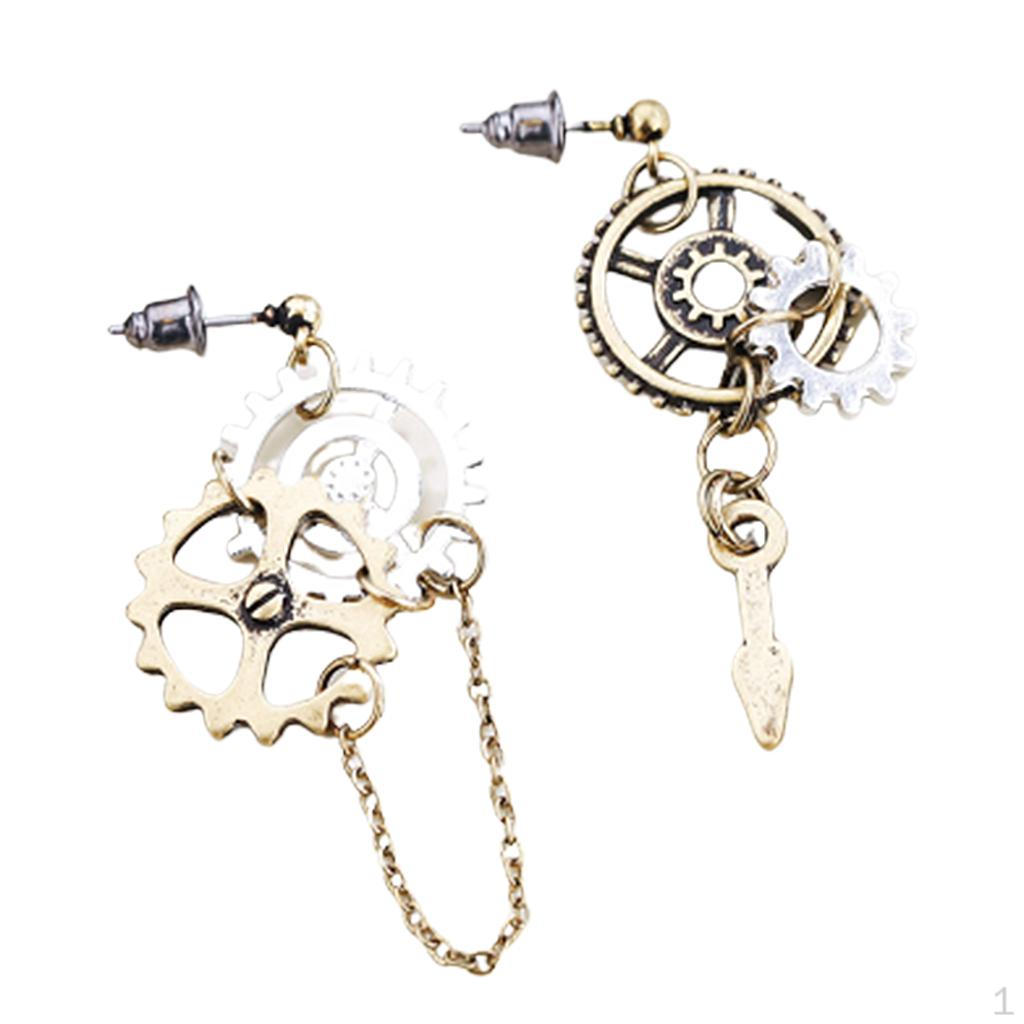 

Механические серьги-гвоздики в стиле стимпанк, готика, панк, серьги-гвоздики в стиле рок