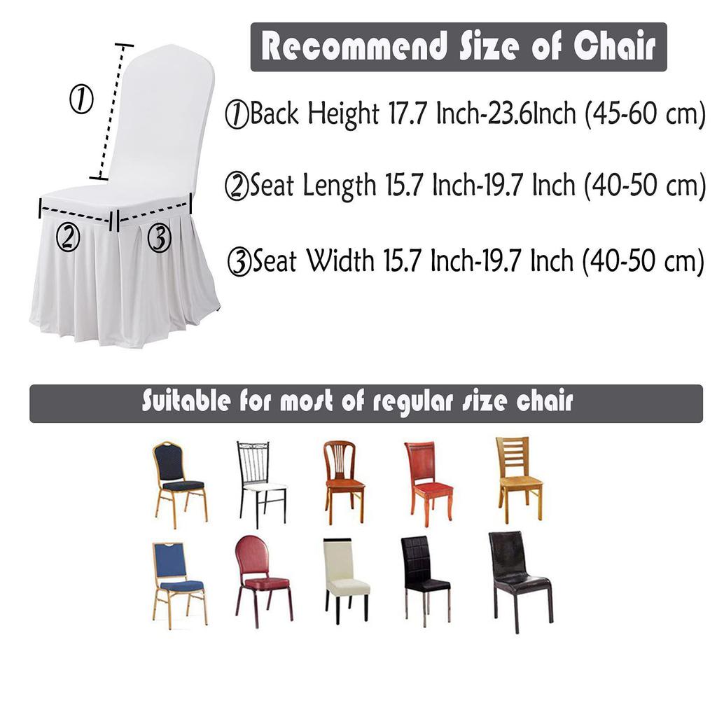 Universal Elastic White Skirt Chair Cover for Weddings & Banquets