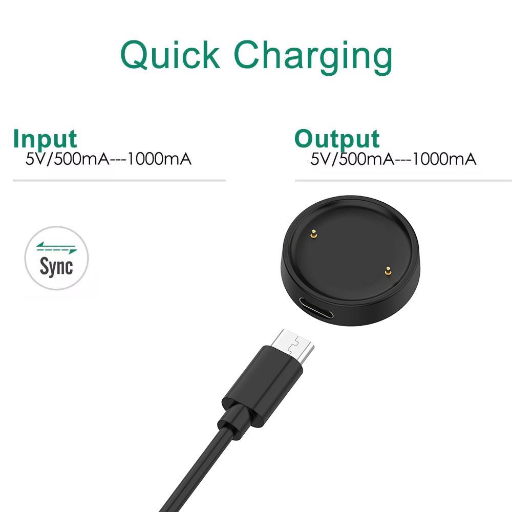 Cavo di Ricarica Rapida da 100 cm con Base per Huami Amazfit BIP 6, Active 2, Active2 Quadrato Magnetico USB / Type-C Alimentazione di Ricarica