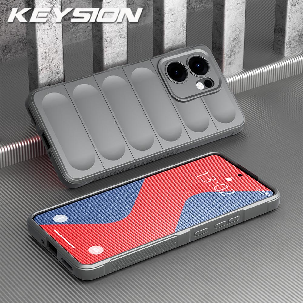 

KEYSION Противоударный матовый чехол для телефона OPPO Reno13 F 5G Противоскользящий мягкий силиконовый чехол для телефона OPPO Reno 13F 5G for OPPO Reno13 F 5G светло-серый