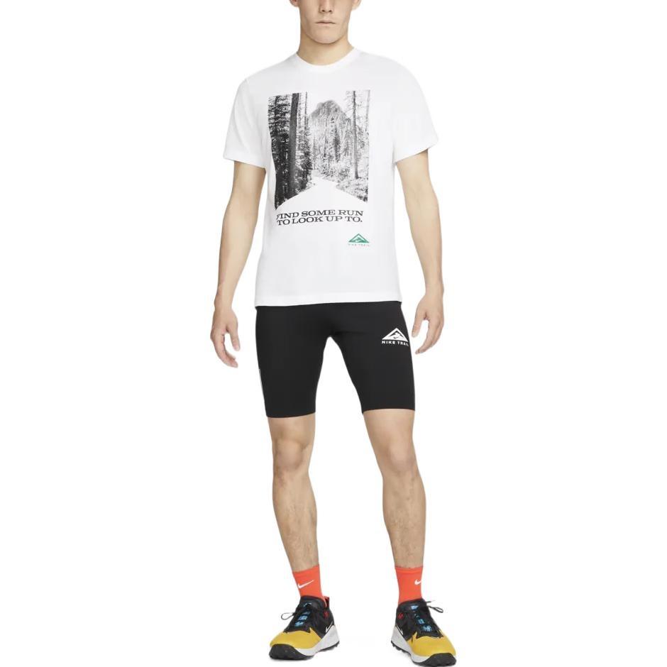 Men's Nike Landscape Alphabet Printing Round Neck Pullover Straight Short Sleeve White T-Shirt DM5434-100