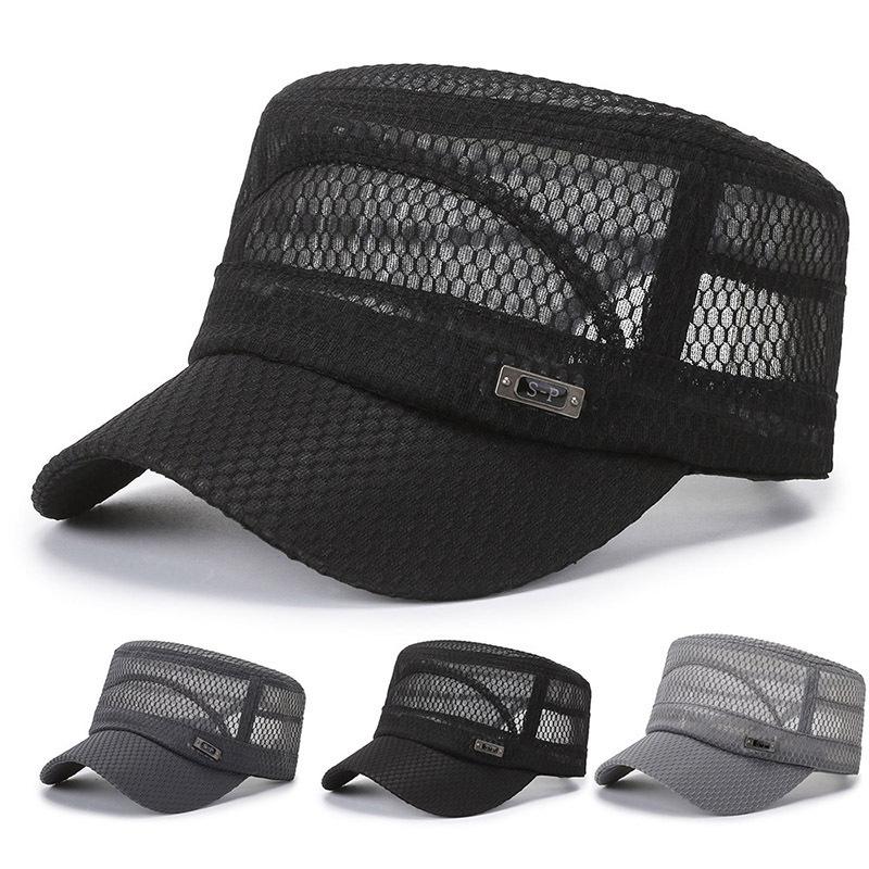 Mesh iron standard full network outdoor sunscreen hat casual flat top hat summer hat men's shading breathable summer