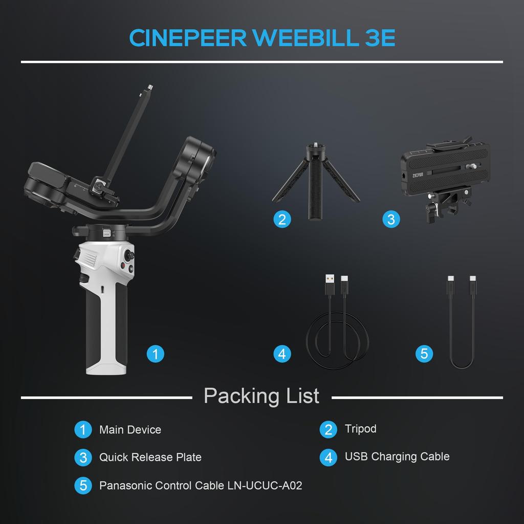 zhi yun ZHIYUN Weebill 3E Camera Stabilizer 3-Axis Gimbal for DSLR Mirrorless Cameras Bluetooth Shutter Control PD Fast Charging Vertical