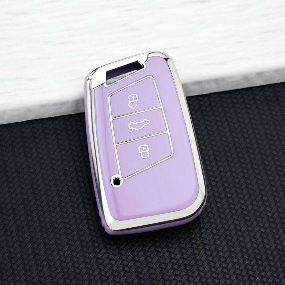 Anti-scratch TPU Car Key Case Cover for Volkswagen VW Passat B8 Magotan Skoda Superb A7 Key Fob Shell with Keychain Accessories