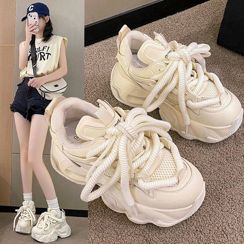 Popular Dad Shoes Increase Height 2025 Autumn New High-heeled Versatile Small Man Shows Height Thick-soled Muffin Sneakers Women