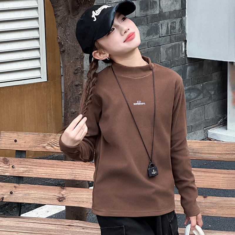 

Девичья двухсторонняя бархатная термобаза 2025: Теплый, универсальный повседневный топ для больших детей 130 cm