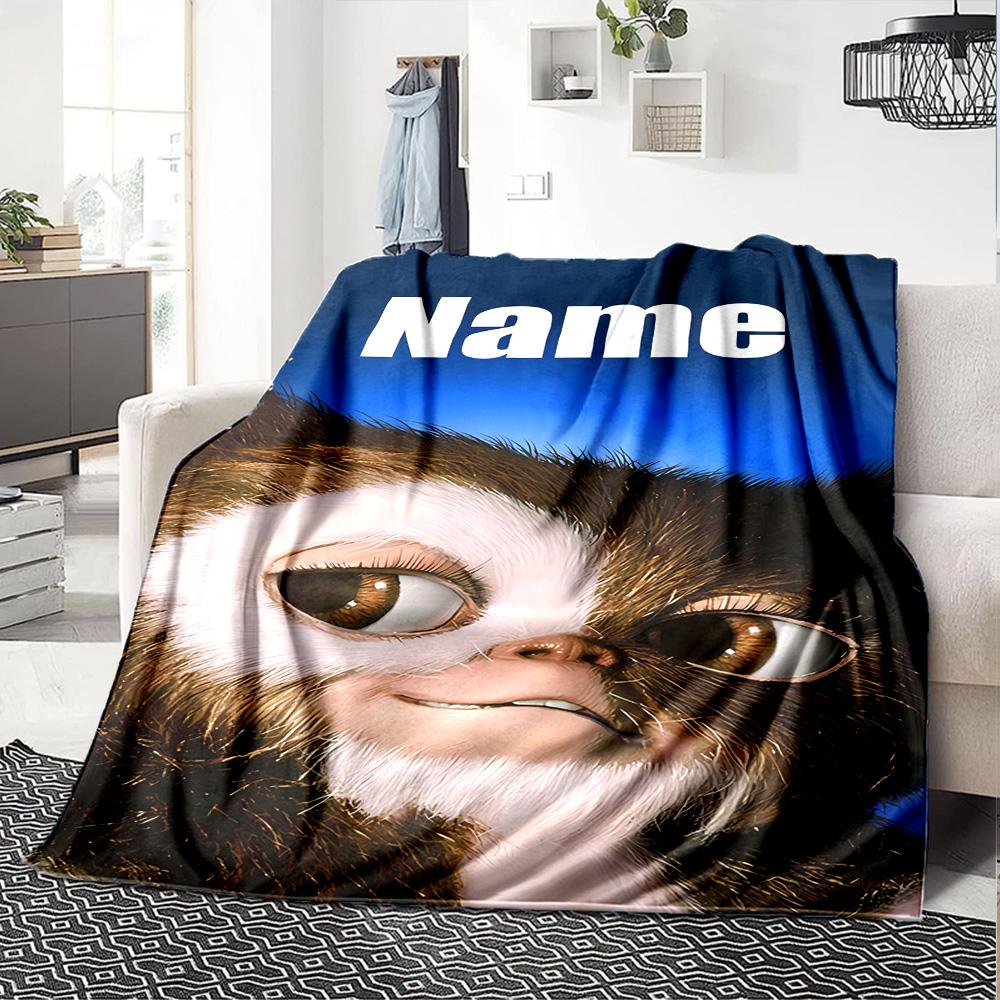 Customizable Gremlin1 Throw Blanket – Personalized Name, All-Season Cozy Snug Blanket, Machine Washable, Personalized Blanket