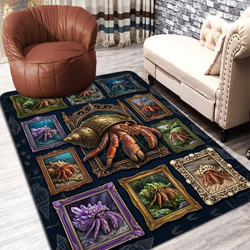 Hermit Crab Gallery Pattern Rug Floor Mat for Living Room or Bedroom Soft and Comfortable Carpet a Gift for Birthday and Holiday.