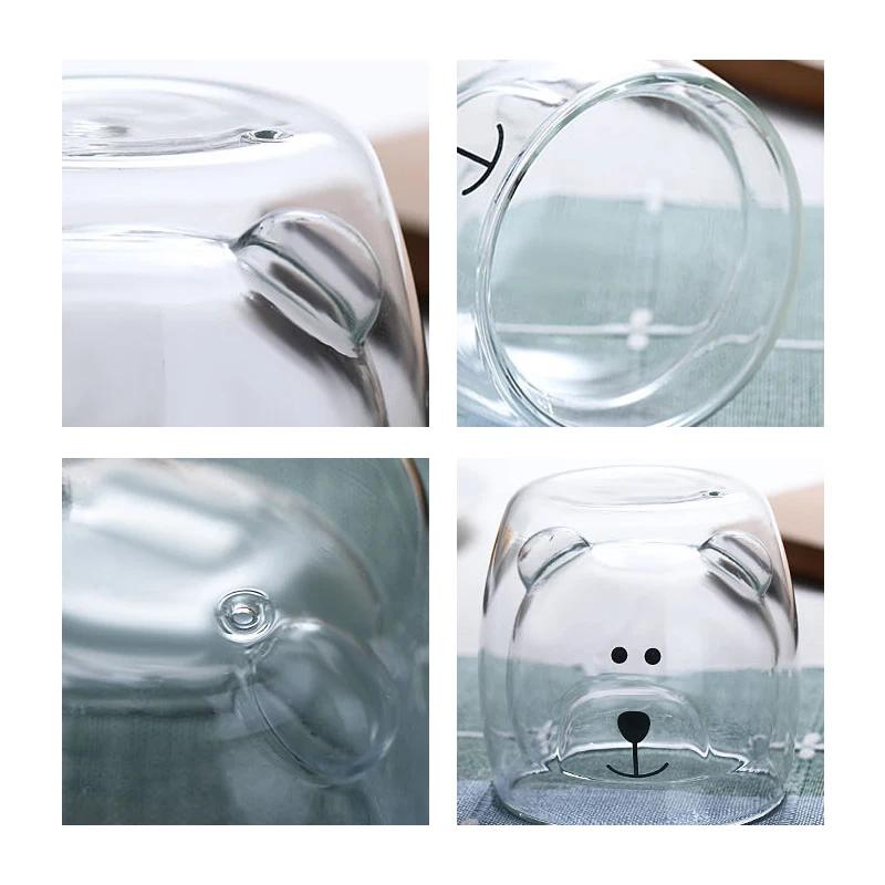Double Wall Glass High Borosilicate Coffee Cup Heat Resistant Cute Animal Style Tea Mug Milk Juice Drink Glass for Friends Gifts