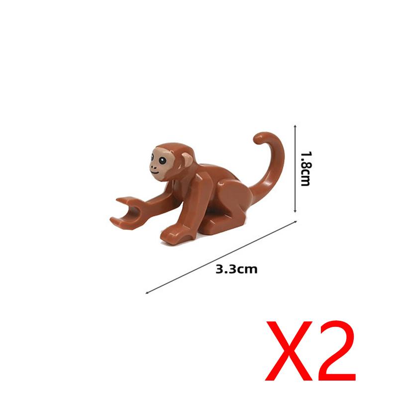 MOC Wild Animals Building Blocks Set Monkey Cow Bear Orangutan Leopard Snake Camel Mini DIY Model Compatible Bricks Kids Toy T19