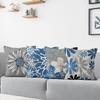 4Pcs Blue Gray Floral Cushion Covers, Modern Daisy & Leaf Print Pillow Cases For Sofa Bedroom Living Room Decor 45X45Cm