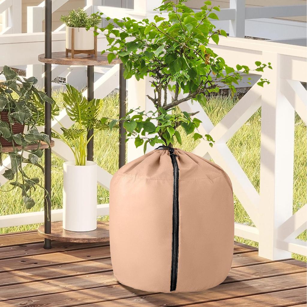Plant Potted Antifreeze Protection Bag Plant Protection Cover Thermal Cover Plant Winter Protection Pot with Drawstring & Zipper