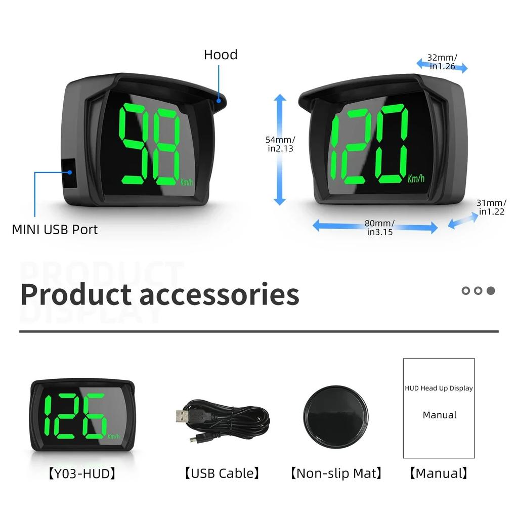 New Car Head-Up Display For Car GPS Digital Speedometer HUD Large Font Speedometer KMH Smart Automotive Accessories
