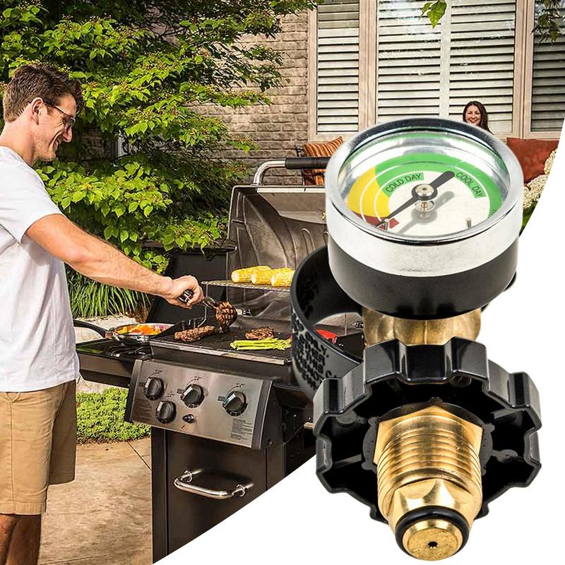 Propane Cylinder Adapter Propane Tank Gauge Pressure Meter Outdoor Cooking Accessories For Camping BBQ Grill Heater
