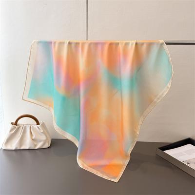 70Cm Square Gradient Color Designer Women Scarf Silk Satin Scarves Shawl Headband Hijab Bandana Wrap Bufanda