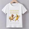 T-shirt Bambini Stampa Pollo Banana Estate Casual Moda Divertente Meme Manica Corta Top per Bambini Colorati T-shirt Girocollo