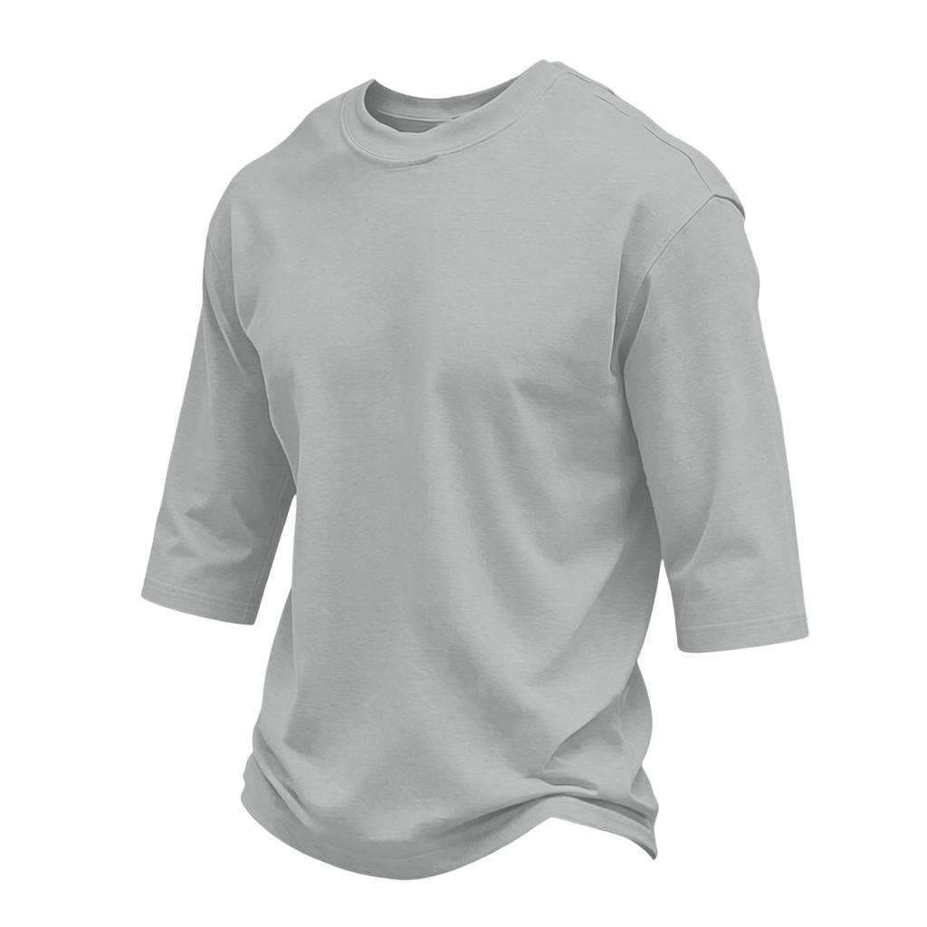 Men Casual Regular Fit Crewneck Three Quarter Sleeve T Shirt Soft Cotton Blend Plain Lightweight Top for Daily Wear