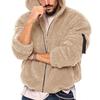 Winter Man Warm Fleece Fur Fluffy Hooded Coat Jacket Zip Up Solid Color Outwear Jumper Streetwear Jackets Clothing For Men