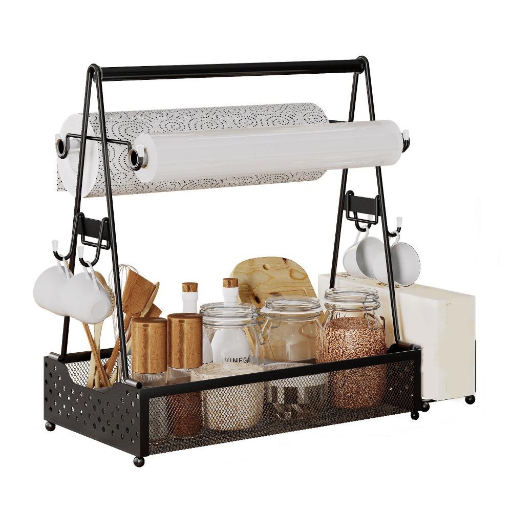 

Large Capacity Grill Condiment Basket Space Saving Seasoning Storage Rack Camping чёрный