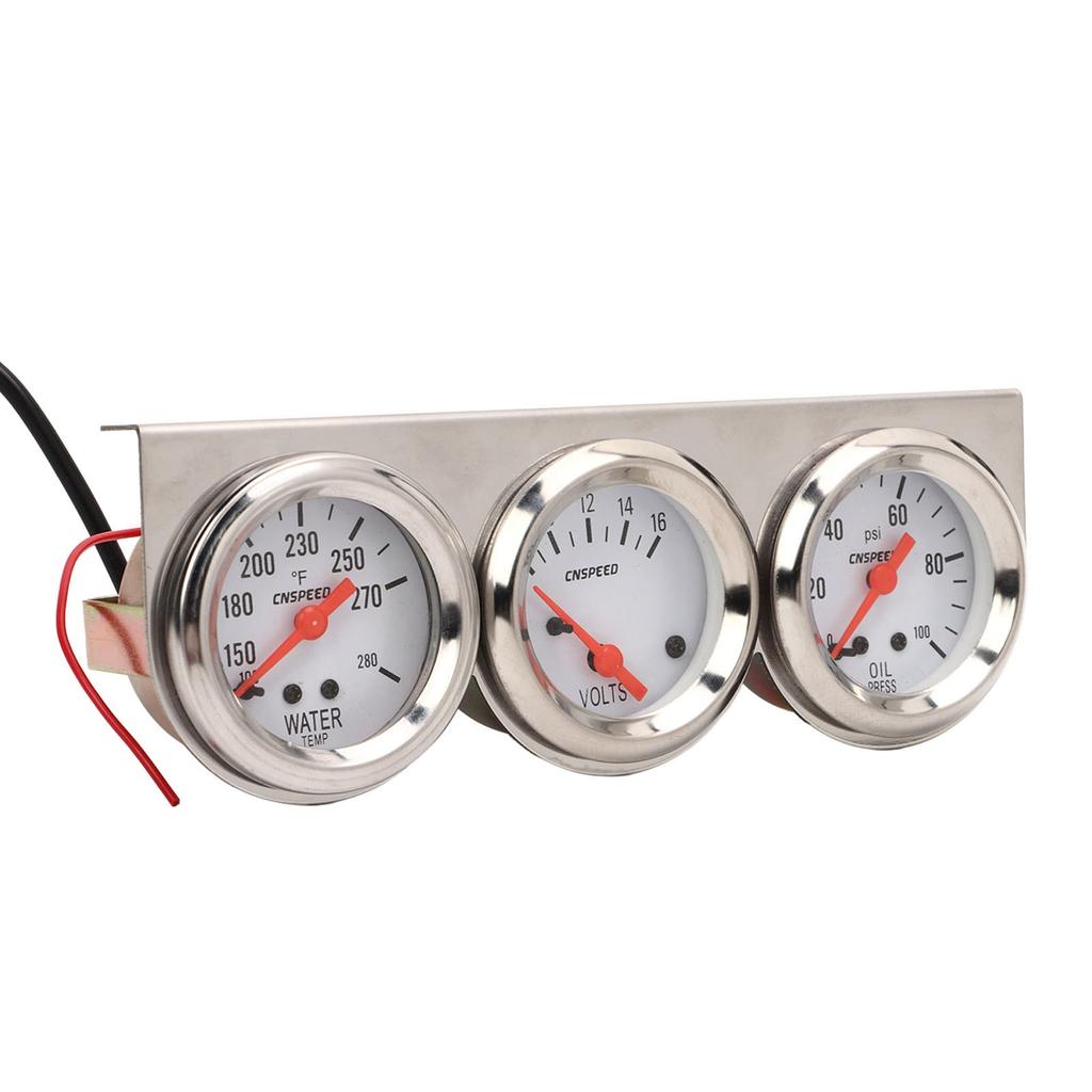 52mm Car Triple Gauge Kit White Dial 12V Oil Pressure Water Temp Voltmeter Car Meter with Sensor