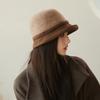 French Style Splicing Fisherman Hat Winter Warm Bow Decor Elegant Lady Hat