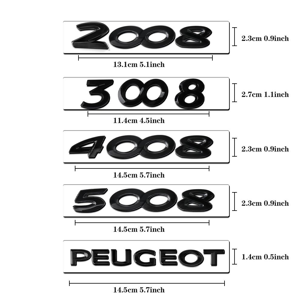 3D ABS Letter Car Body Trunk Emblem Stickers Badge Decal For Peugeot 2008 3008 4008 5008 206 207 208 107 307 308 408 Accessories