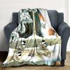 Cat Chickadees Winter Blanket Soft Throw Blanket For Home Bedroom Bed Sofa Travel Office Solid Christmas Blanket