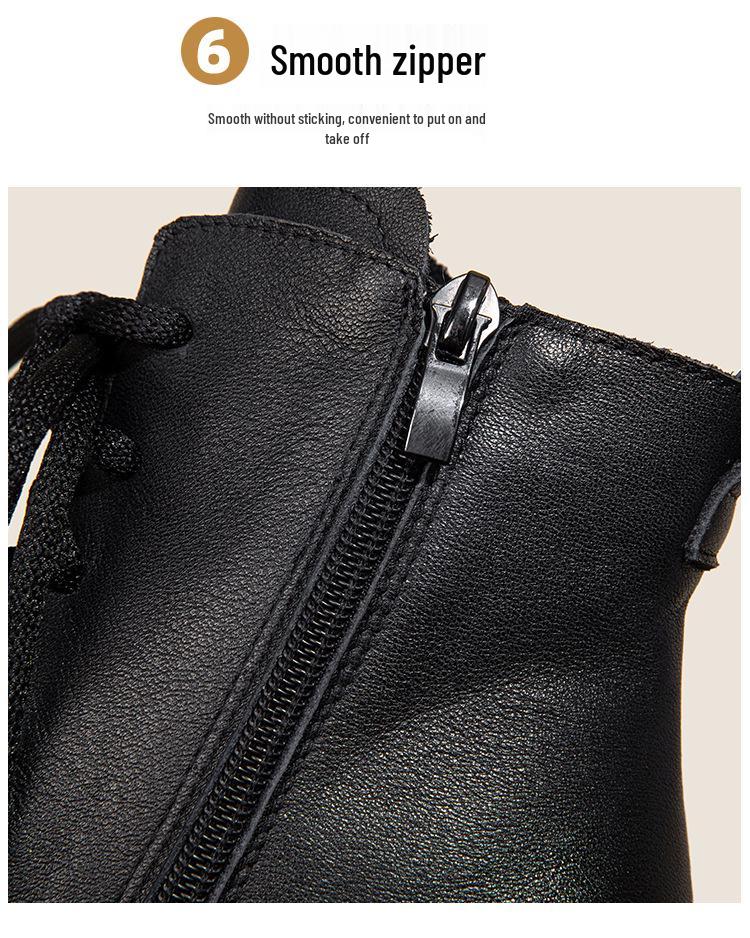 Women's Genuine Leather Platform Ankle Boots - Plush, Lightweight, Martin Style for Fall/Winter