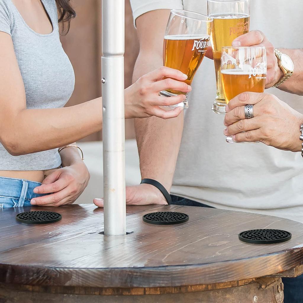 SOTECH Silicone Coasters Insulated Cup Easy to for Drinks and Home Tables of with - Thick, Non-Slip, Non-Stick, Mats, Clean, Anti-Slip (Set 6, Round,