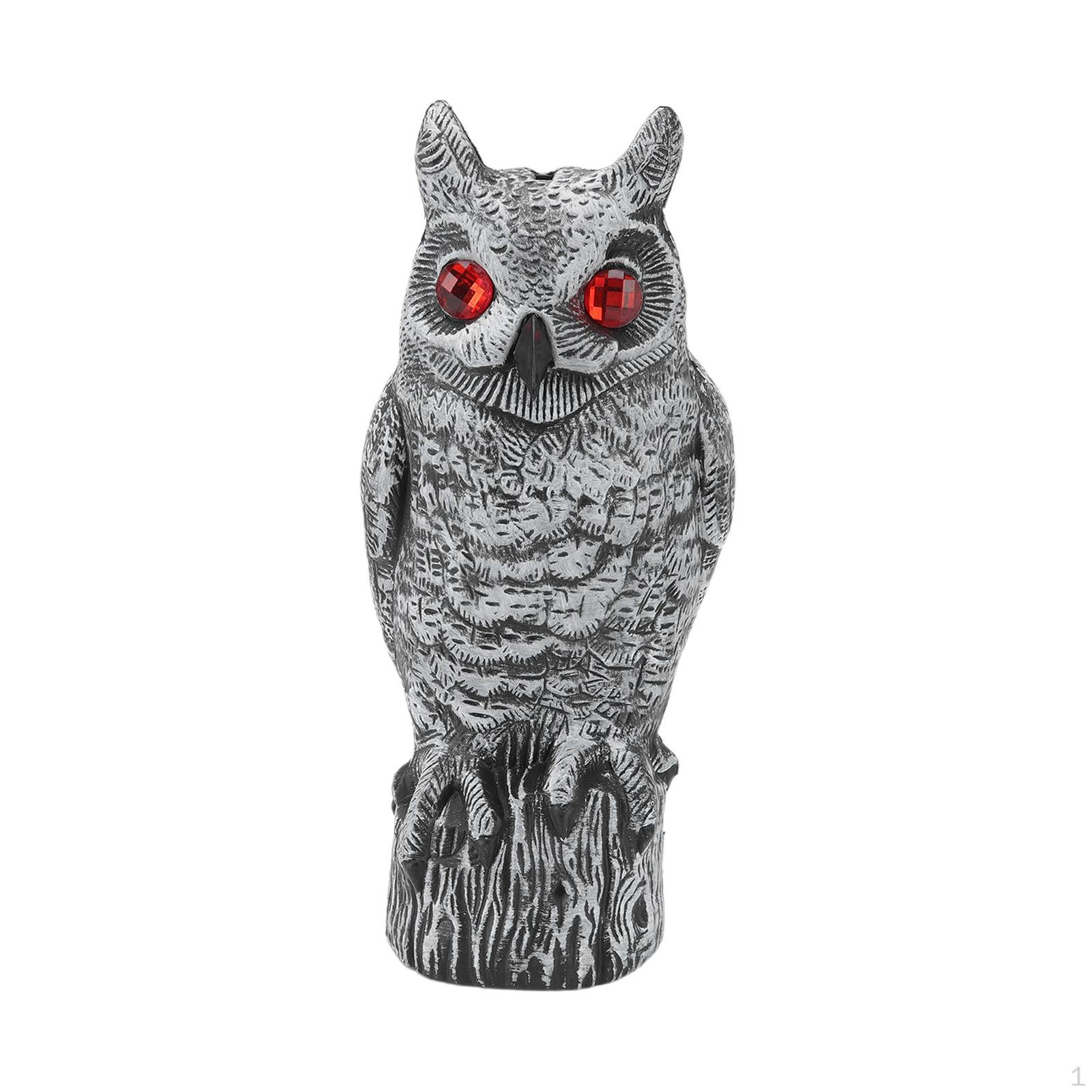 

Fake Owl Bird Deterrent Reflective Decor Red Eyes Scary for Garden